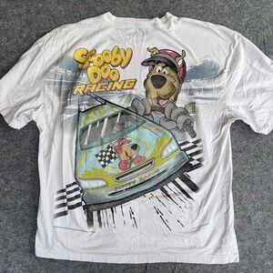Hollister Tee Mens XL Boxy Fit White Scooby-Doo Racing Graphic Short Sleeve